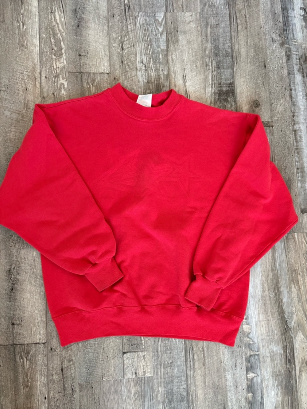 Vintage Hanes Red Crewneck Men's Sweater with Subtle Front Emboss